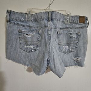 American Eagle Distressed Light Blue Denim Shorts Size 14